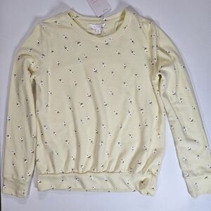 Lauren‎ Conrad Sweater Womens Small Yellow Floral Cottagecore Feminine Top NEW
